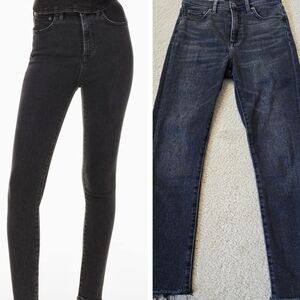 ARITZIA DENIM FORUM Lola High Rise Skinny Jeans 26L Black Rinsed Frayed Hem